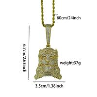 Usine vente chaude or argent métal couleur placage hip hop laiton avec plein bling zircon Jésus tête pendentif collier