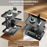 Étagère de bureau réglable à 3 niveaux en acier au carbone moderne, avec pince métallique, plateau de rangement antidérapant et support pour casque, pour la maison et le salon