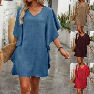 INS Wind V Neck Flared Sleeveless Breathable <b>High</b> <b>Waist</b> A-Line Summer Women's Plus Size Outdoor Casual <b>Dress</b> 2022 - Product Image 2