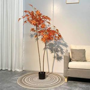 인공 붉은 단풍 나무 1.3m-1.8m 플라스틱 분재 인공 일본 붉은 잎 식물 - Product Image 2