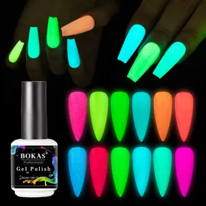 Bokas Esmaltes Semipermanentes Neon Fluorescent Gel Nail Polish Color Soak Off UV Gel Custom Logo Glow In The Dark Gel Polish