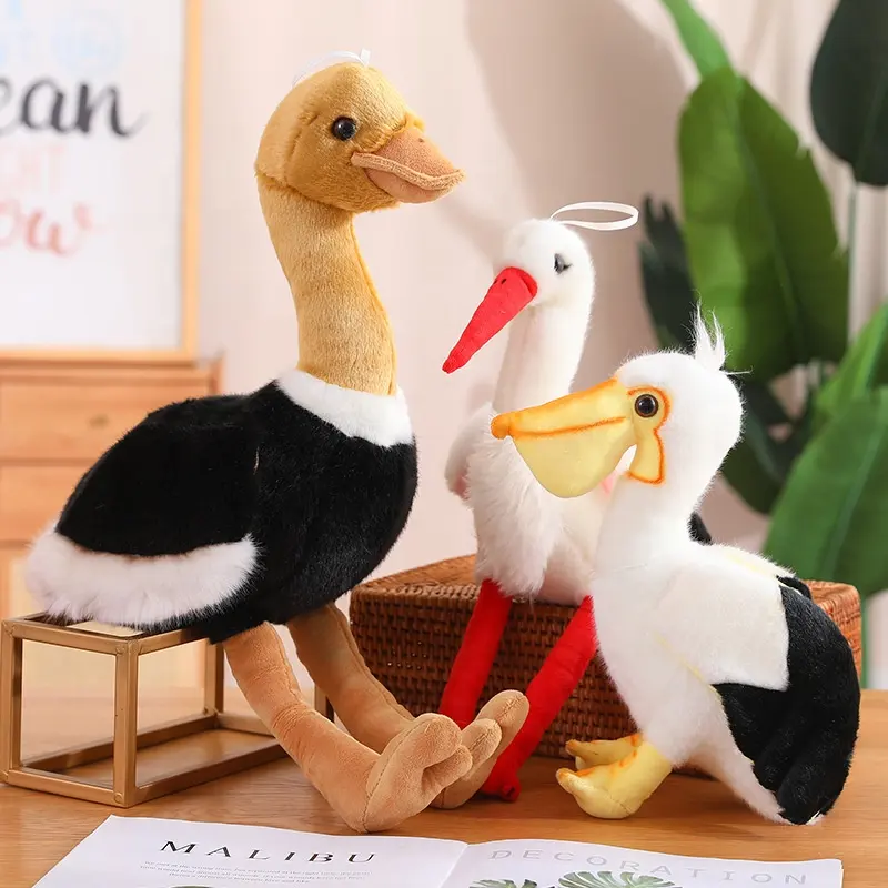 Lifelike Bird Plush Toys Duck Ostrich Flamingo Swan Pelican Vulture Eagle Stuffed Animals