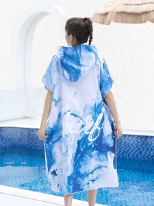 Tùy chỉnh in sợi nhỏ thể thao bãi biển lướt Poncho cho cho người lớn không thấm nước trùm đầu khăn khô siêu mềm áo choàng nén sử dụng hồ bơi - Product Image 5