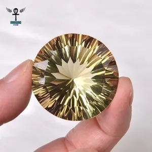 High quality hand cut Citrine polyhedral geometry yellow quartz crystal Million Faced diamond for healing