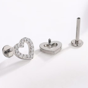 316L Edelstahl Zirkonia Piercing-Ohrringe Tragus Helix Daith Lobe Devil Flat Back Ohr-Nasen-Piercing Labret Körperschmuck - Product Image 5