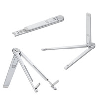 Support de téléphone portable, tablette et ordinateur portable portable, trépied pliable, réglable, antidérapant, en alliage d'aluminium, support de tablette de bureau