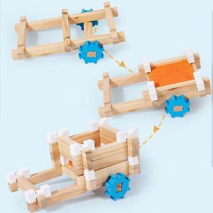Ensemble de construction polyvalent DIY : Planches de construction, jouet de construction comprenant 114 blocs en bois, jouet éducatif STEM - Product Image 3