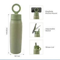 Support magnétique pour téléphone, gourde de sport en acier inoxydable 304 de 750 ml, compatible MagSafe, avec couvercle trépied, bouteille d'eau isotherme sous vide 12-24