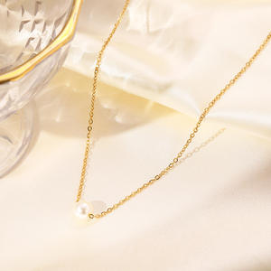 Collar de perlas sencillo estilo coreano para mujer, cadena de clavícula de moda para influencers, joyería que no se desvanece, que realza el temperamento. - Product Image 6