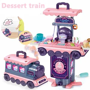 YR86414ファッションふり遊び車モデル子供のためのおもちゃ面白い食べ物料理ゲームデザートテーブルキッチンセット子供のためのおもちゃ