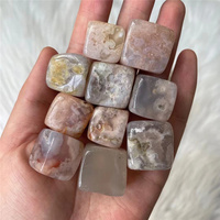 Cubo de Cristal de Ágata de Flor Pulida de 2 cm, Forma Cuadrada Natural, Piedra de Ágata de Flor Pulida para Decoración del Hogar