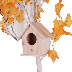 Casa de Pájaros de Madera, Forma Cuadrada Pequeña, Nido Cálido para Mascotas, Decoración Colgante para Interiores y Exteriores - Product Image 3