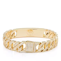 Bracelet pour homme en argent sterling 925 de 10 g avec un élégant design de plaque ronde en diamant de laboratoire, bijoux haut de gamme du Gujarat, Inde