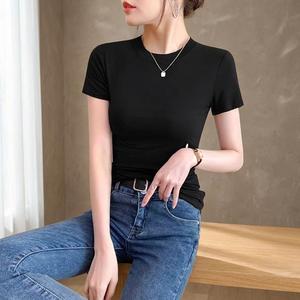 เสื้อยืดผู้หญิงคอตตอน 100% หนานุ่ม คุณภาพสูง 300GSM ไซส์ใหญ่ พิมพ์ลายโลโก้ด้วยผ้าไหมแบบสั่งทำ สำหรับฤดูร้อน แห้งเร็ว ขายส่ง - Product Image 3