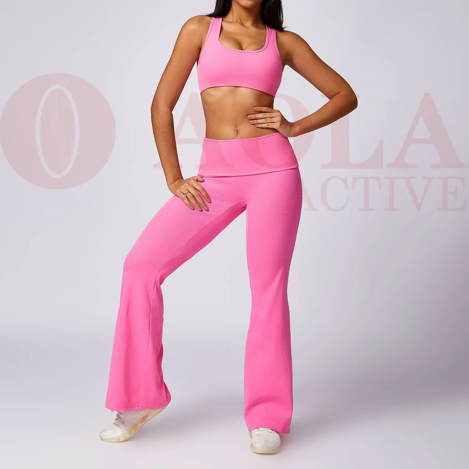 Pantaloncini da Yoga con scollo all'americana senza cuciture e reggiseno con collo AOLA