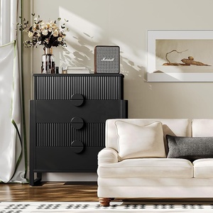 Zwarte Ladekast Hout Woonkamer Kleding Opbergkast 4 Lade Dressoir Voor Slaapkamer - Product Image 4