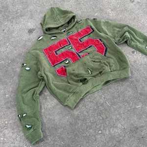 Sweats à capuche personnalisés lourds 100% coton pour hommes en détresse surdimensionné Boxy broderie Vintage impression numérique pull à capuche - Product Image 3