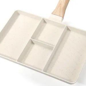 Hot-seller Maifanstone in alluminio quadrato diviso padella per la colazione 4 in 1 Grill Pan per alimenti antiaderente Set di padella