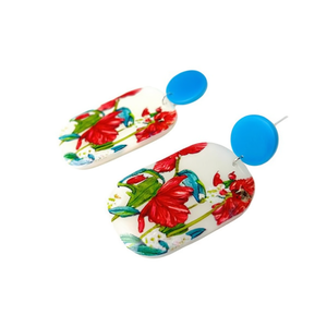 Pendientes Pintados con Diseño Floral, Aretes Azules de Resina Acrílica, Joyería de Moda para Mujer, Regalo, Estilo Moderno - Product Image 2