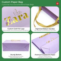 Sac de luxe en papier pour le shopping, sac cadeau personnalisé avec logo estampé à chaud or, papier couché pour l'emballage de vêtements de boutique et de vente au détail