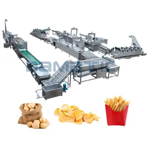 Línea de producción completa de patatas fritas congeladas completamente automáticas de acero inoxidable, precio de 100-2000 kg/h