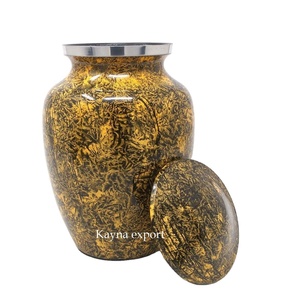 Nouveau design jaune et noir ombre urne en métal pour cendres d'animaux de compagnie vente à chaud en métal pas cher mini urne pour animaux de compagnie pour usage funéraire stockage cendres - Product Image 1