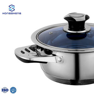 Gran oferta, cazuelas de inducción de acero inoxidable con borde ancho, 16 Uds., juego de utensilios de cocina con tapa de vidrio azul - Product Image 4