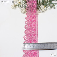 Bordure en dentelle brodée personnalisée 6 cm rose bicolore avec broderie florale pour ourlet de jupe, robe, décoration de vêtement, couture