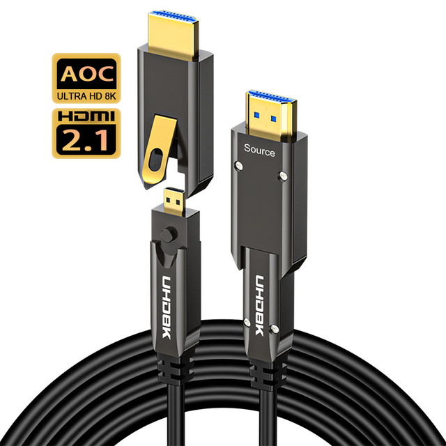 Gold Plated 100m Monitor High Speed 8k 60hz 48gbps Ultra Long HD MI 2.1v hd Mi Fiber Optic AOC Cable