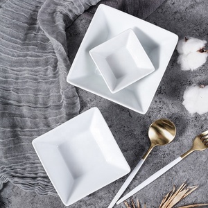 Juegos de cuencos para sopa <span class=keywords><strong>y</strong></span> arroz de cerámica cuadrada blanca para uso en <span class=keywords><strong>restaurante</strong></span> - Product Image 5