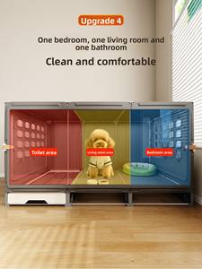 Villa pour chien avec toilettes séparées, cage pour petits chiens, une chambre, un salon, une salle de bain, nouvelle maison pour chien, chiots, animaux de compagnie, Teddy - Product Image 5