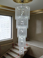 Lustres de plafond LED en cristal longs et dorés de style nordique moderne, réglables en hauteur, éclairage de luxe personnalisé pour hôtel