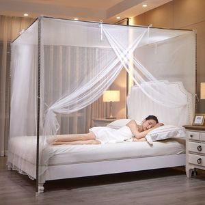 Lit queen king moustique da cama das meninas décor à la maison lit auvent support solide blanc rose filles lit moustique - Product Image 2