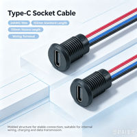 Connecteur USB-C femelle rond LN-006 M11 pour panneau, pour boîtier électronique DIY, entrée d'alimentation et transmission de signal