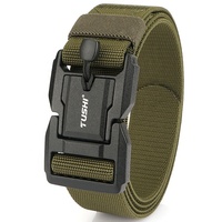 Ceinture tactique TUSHI pour homme - 34 Nouvelle ceinture en nylon respirant et élastique avec boucle à verrouillage automatique en alliage, logo personnalisé, style décontracté, chasse