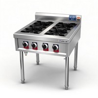Cuisinière à gaz professionnelle en acier inoxydable robuste à 4 brûleurs, de type table, facile à nettoyer, pour cuisinière à pot en terre cuite, idéale pour les cuisines centralisées