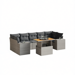 Ensemble de canapés de jardin gris 6 places en rotin, mobilier d'extérieur résistant aux intempéries, design contemporain - Product Image 1