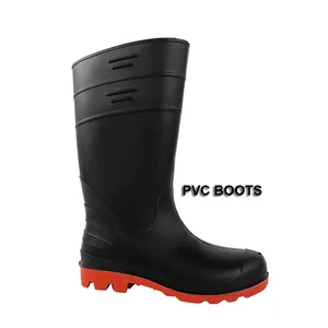 Nouvelle mode de fabrication chinoise Junior Kid Farming Men Water Labour Boots Black Knee High Slip Resistant PVC Rubber Gum Rain boots