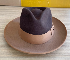 A111902 Chapeau haut de forme en feutre 100% laine de haute qualité, style Indiana Jones, Fedora, vente en gros pour événements professionnels, formels, à large bord, unisexe - Product Image 6