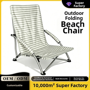 Silla Reclinable para Acampar al Aire Libre, Silla de <span class=keywords><strong>Playa</strong></span>, Silla Plegable de Respaldo Bajo y Alto, Cómoda, Ligera, con Marco de Acero - Product Image 1