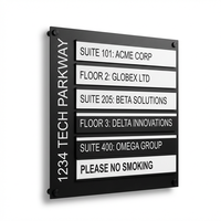 Panneau de signalisation personnalisé modulaire pour bureau multi-locataires |   Aluminium anodisé noir mat |   Bandes à clipser |   Usine OEM