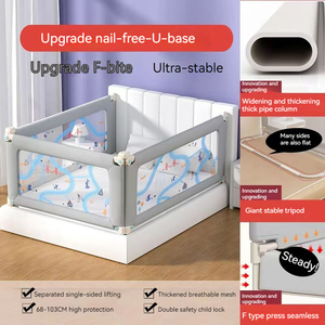 Barandilla Plegable Metálica con Botón de Presión y Riel Deslizante Suave, Protector de Cama Seguro para Bebés - Product Image 3