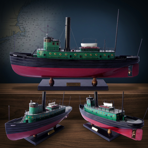 Modèle de bateau-tug de Brooklyn en bois artisanal, accessoire de jouet gonflable 60x13x37cm - Product Image 2