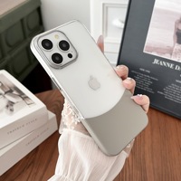 Coque Bicolore pour iPhone 17 16 15 14 Pro Max en PC Acrylique Transparent Antichoc avec Anneau de Protection de l'Objectif