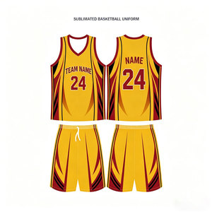 Ensemble de maillots de basket-ball sublimés personnalisés en or et bordeaux avec logo/nom/numéro, vêtements de sport respirants pour l'entraînement d'équipe - Product Image 1