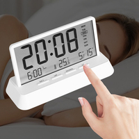 Horloge de table numérique multifonctionnelle Reloj Réveil Réveil Transparent Horloge de bureau numérique Affichage Température Semaine Calendrier