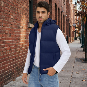Chaqueta Acolchada Unisex Ecológica, Cortavientos, Ajustada, con Capucha, Sin Mangas, con Cierre Completo, Ligera, Cálida, Informal, para Invierno - Product Image 6