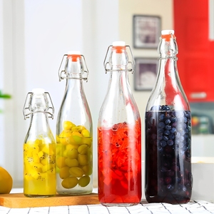Tapa abatible fácil Bebida transparente Cerveza Vino Botellas de agua 500ml Botella superior oscilante de 1 litro para bebida Agua Vinagre - Product Image 5