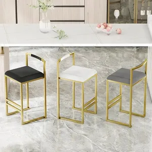 Modern Casual Scandinavian <strong>Tall</strong> Iron Stool with Leather Backrest for Home Island <strong>Table</strong> Front Cashier Living Room <strong>Bar</strong> Use - Product Image 3