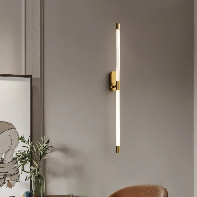 Light luxury living room background wall decoration long simple corridor aisle led wall lamp copper wall lamp